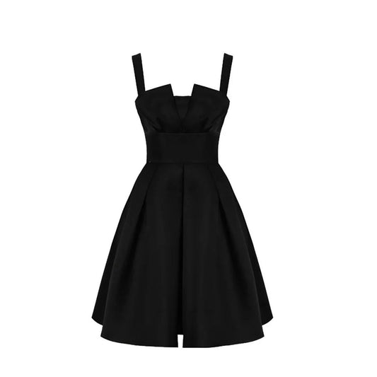 Damen-Party-Nachtkleider, Schlanke Taille, Dame, Retro, Ärmellos, A-Linien-Kleider, Negro, S